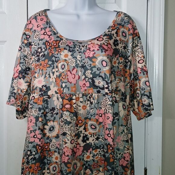 Floral print midi soft dress with pockets casual  Sz 1X NWOT - Picture 3 of 9